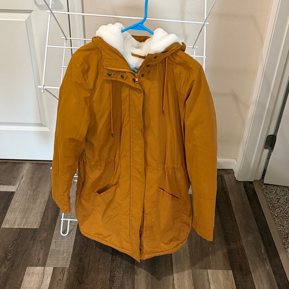 Old Navy Mustard Parka with Cream Lining